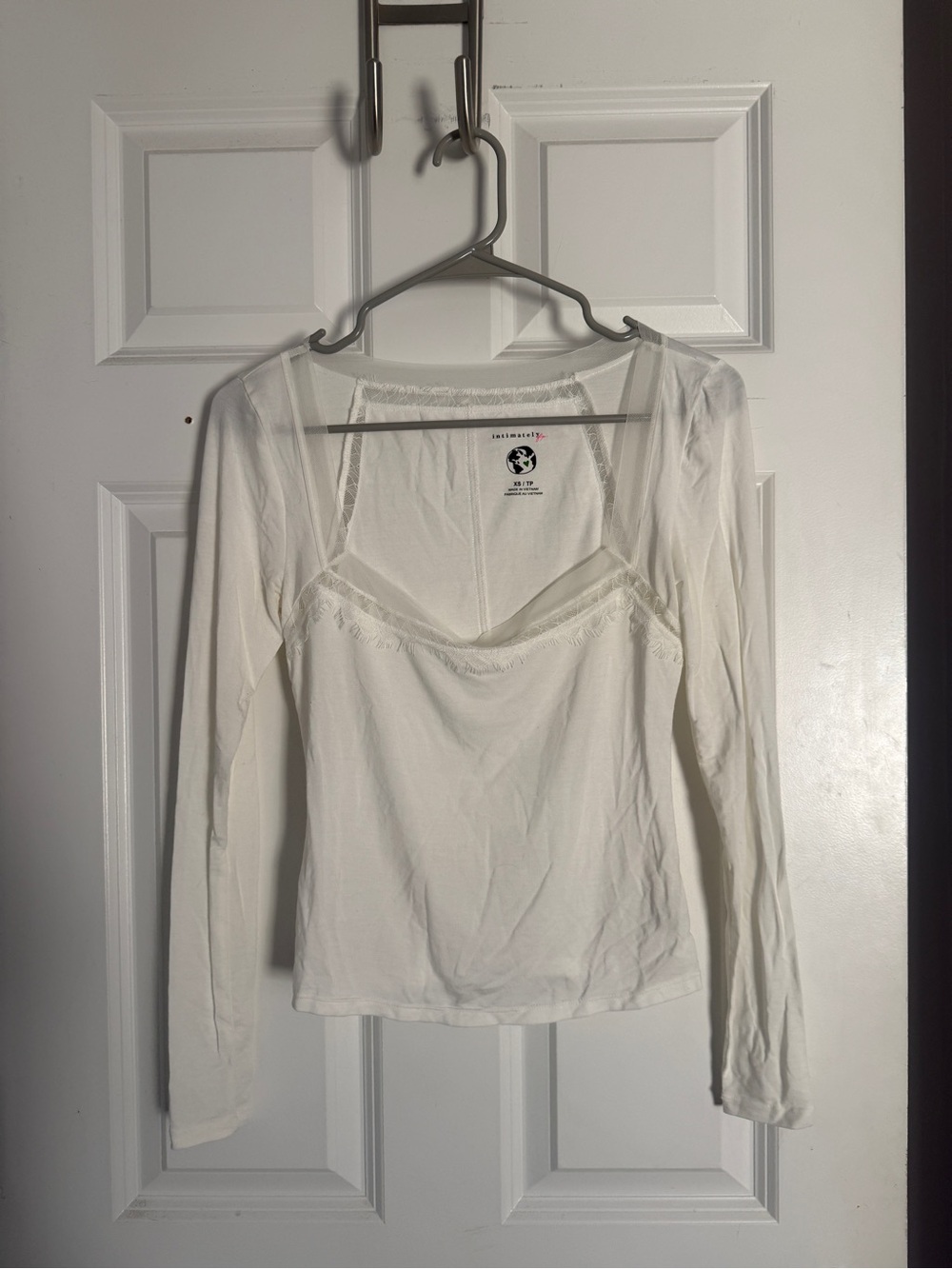 Free People Cream Long Sleeve Layered Camisole Tee